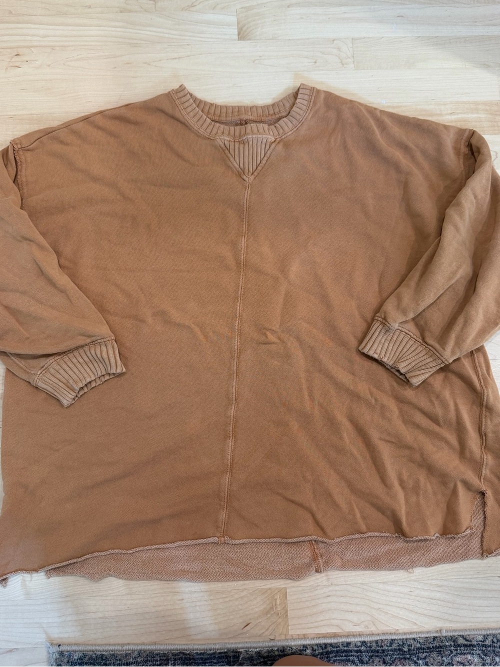 aerie Oversized Crewneck Sweatshirt in Warm Brown